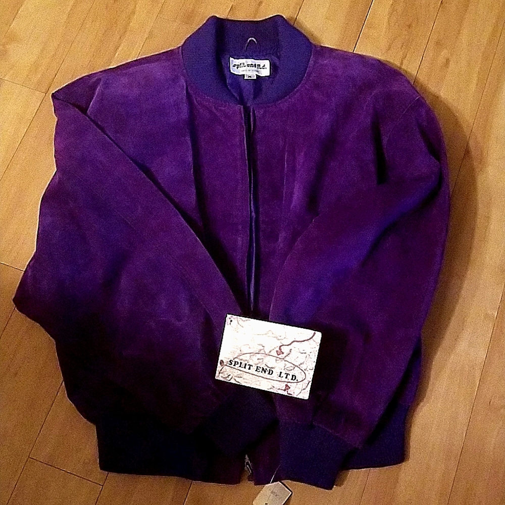 Ladies purple suede bomber jacket